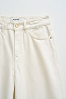 Wide Leg Jeans - Beige