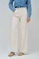Wide Leg Jeans - Beige