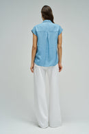 Cap Sleeve Shirt - Blue