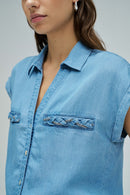 Cap Sleeve Shirt - Blue