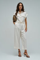 Cropped Jumpsuit - Beige