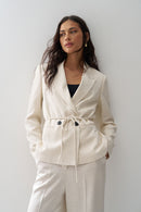 Belted Linen Blazer - Beige