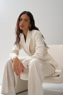 Belted Linen Blazer - Beige