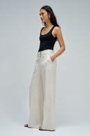 High Rise Straight Trouser - Beige