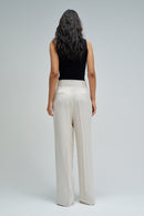 High Rise Straight Trouser - Beige