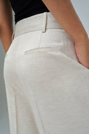 High Rise Straight Trouser - Beige