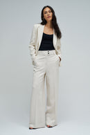 High Rise Straight Trouser - Beige