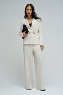 High Rise Straight Trouser - Beige