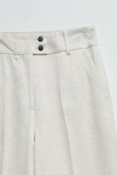 High Rise Straight Trouser - Beige