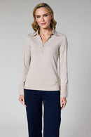 Open Collar Blouse - Taupe