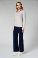 Open Collar Blouse - Taupe