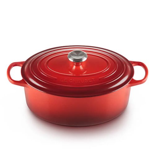 Signature Cast Iron 31cm Oval Casserole - Cerise