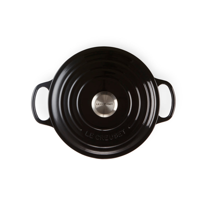26cm Signature Cast Iron Deep Round Casserole - Black Onyx