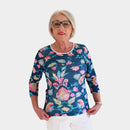 Floral Print 3/4 Sleeve Top - Floral Print
