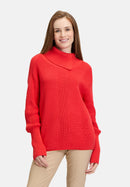 Chunky Polo Neck Jumper - Poppy Red