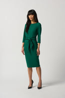 ContrastTrim 3/4Slv Dress - True Emerald/black