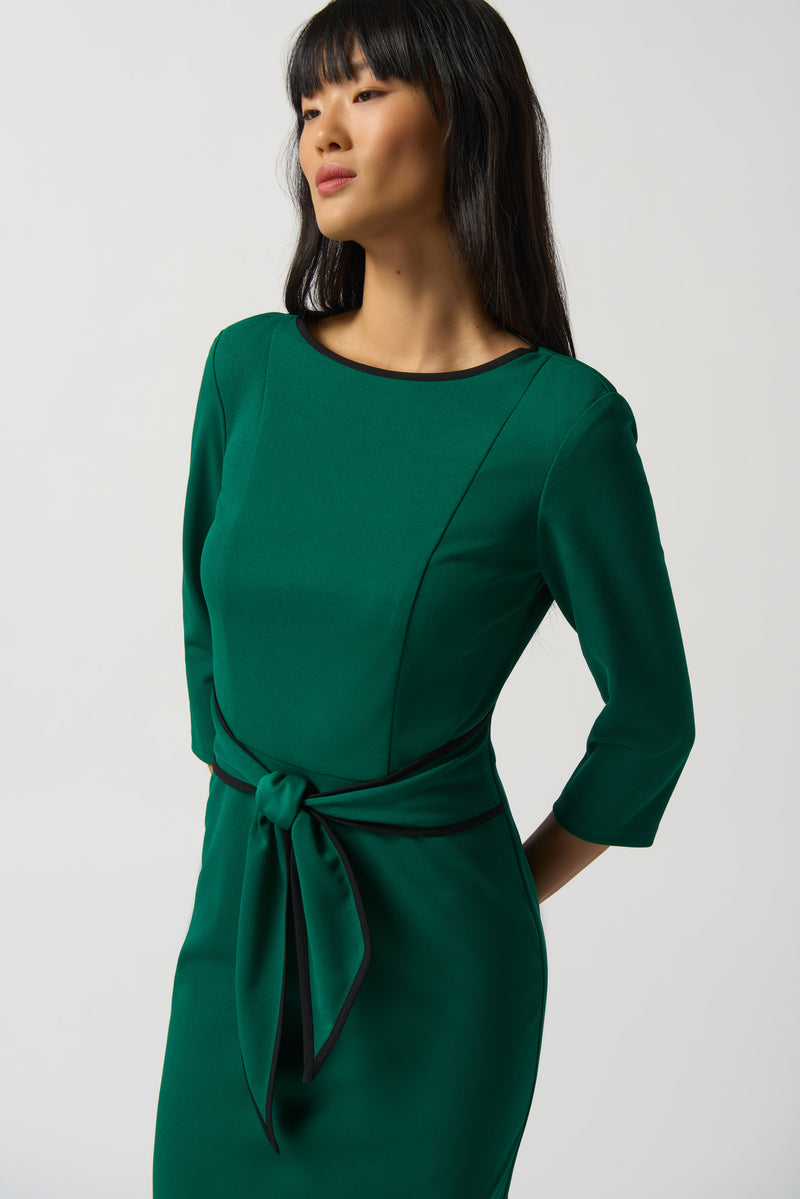 ContrastTrim 3/4Slv Dress - True Emerald/black
