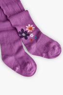 Floral Thick Tights - Blackberry