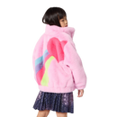 2 Pockets Faux Fur Coat - Pink
