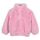 2 Pockets Faux Fur Coat - Pink
