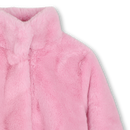 2 Pockets Faux Fur Coat - Pink