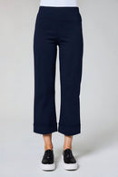 Wide Leg Cuff Trouser - Navy