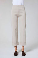 Wide Leg Cuff Trouser - Taupe
