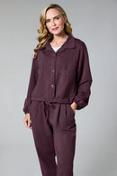 Button Short Jacket - Mulberry