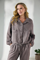 Button Short Jacket - Havana