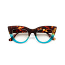 Claudia Big Cat Eye Reading Glasses - Havana & Blue 2.5