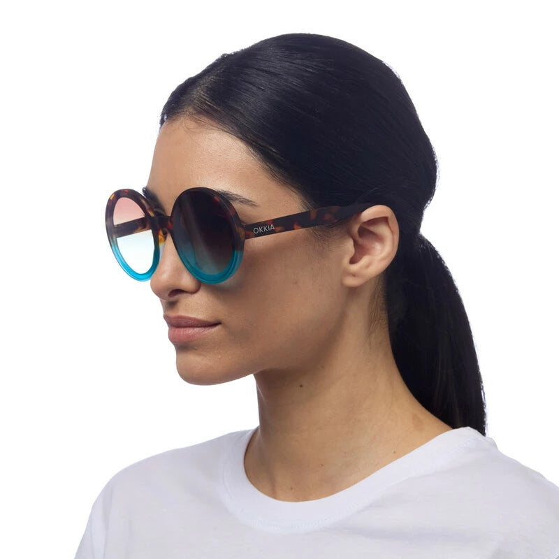 Monica Round Sunglasses - Havana Blue