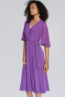 Chiffon Cape Flare Dress - Majesty