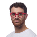 Lauro Round Reading Glasses - Red 1.5