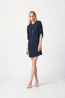 Mandarin Collar Dress - Midnight Blue