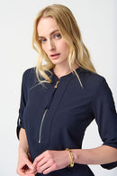 Mandarin Collar Dress - Midnight Blue