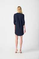 Mandarin Collar Dress - Midnight Blue