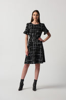 FlutterSleeve Tweed Dress - Black/multi