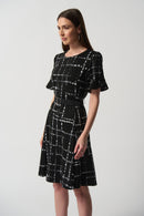 FlutterSleeve Tweed Dress - Black/multi
