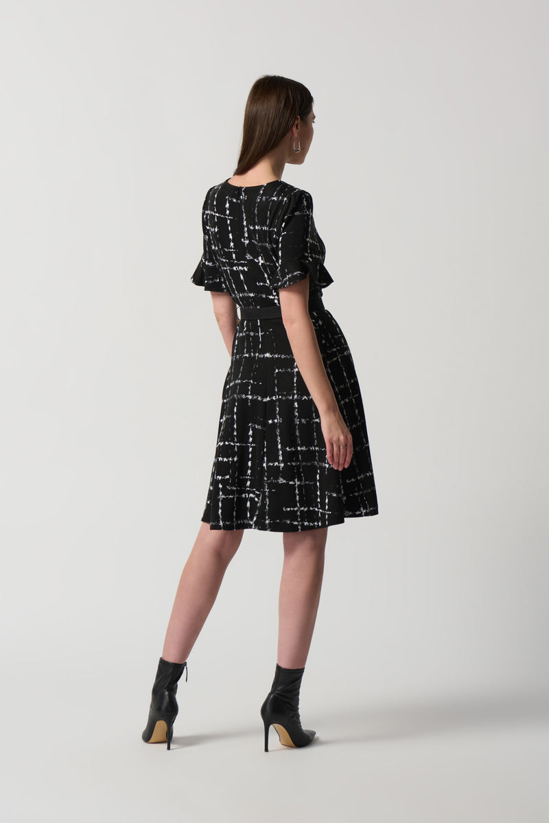 FlutterSleeve Tweed Dress - Black/multi