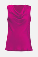 Cowl Neck Satin Top - Shocking Pink