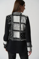 Faux Fur Detail Coat - Black/grey
