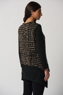 Print Contrast Trim Tunic - Black/latte