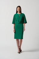 Keyhole Neck Belted Dress - Kelly Green