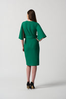 Keyhole Neck Belted Dress - Kelly Green