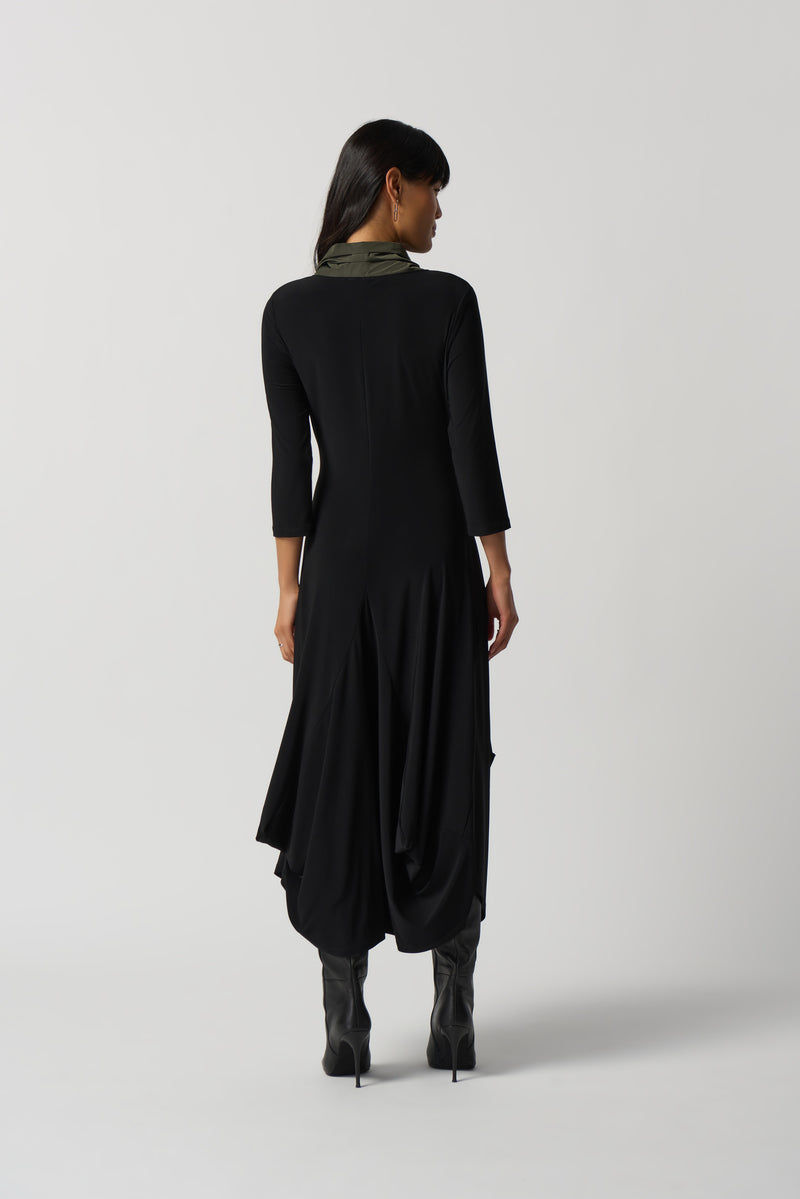 Pocket Detail Dress - Black/avocado