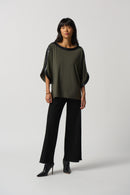 Flutter Sleeve Top - Avocado/black