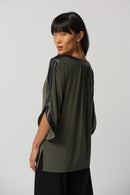 Flutter Sleeve Top - Avocado/black