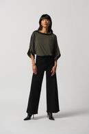 Flutter Sleeve Top - Avocado/black