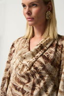 Snakeskin Print Blouse - Beige/multi
