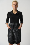 Striped Detail Dress - Black/silver